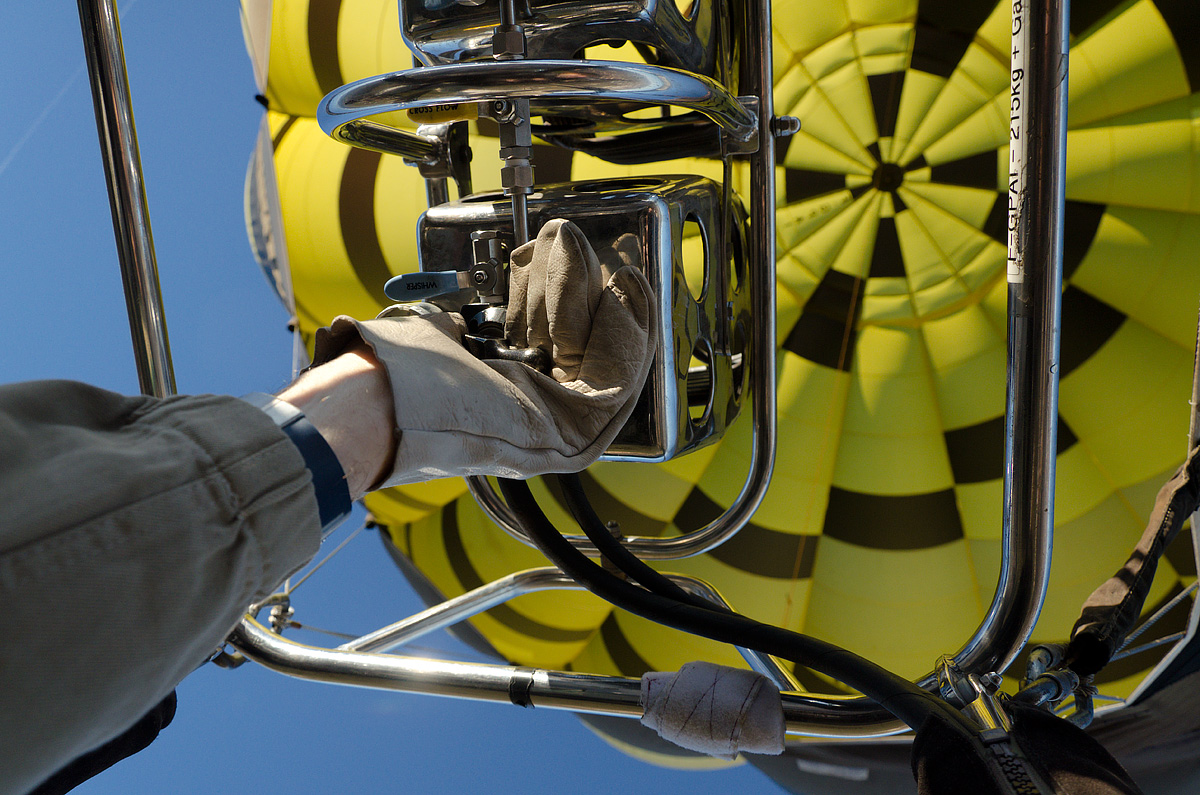 The hand of the pilot