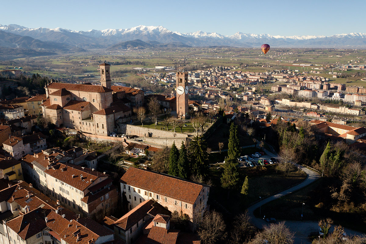 Flying over Mondovi Piazza