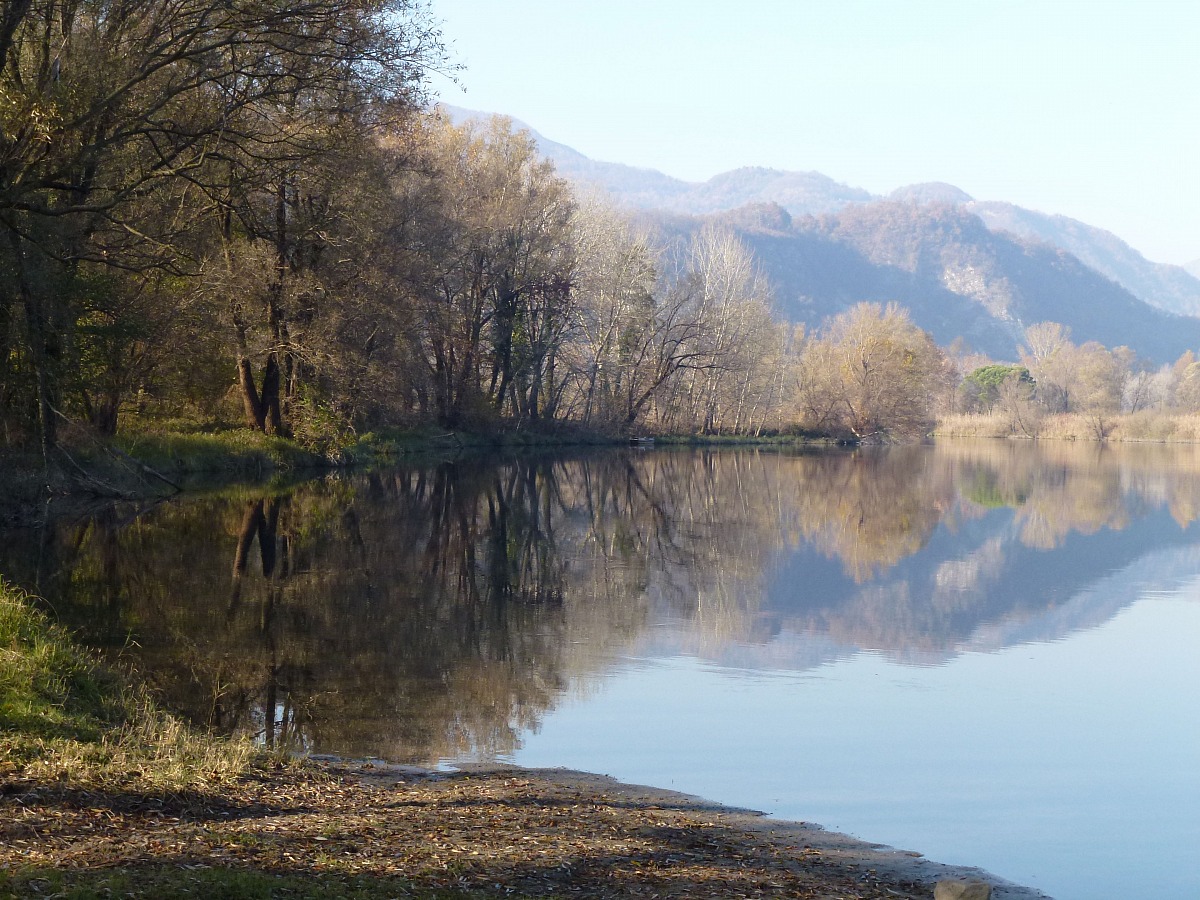 Adda, riflessi d'autunno nelle acque calme del fiume