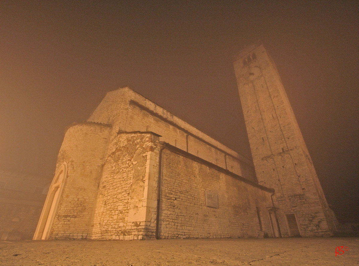 Foggy night at church