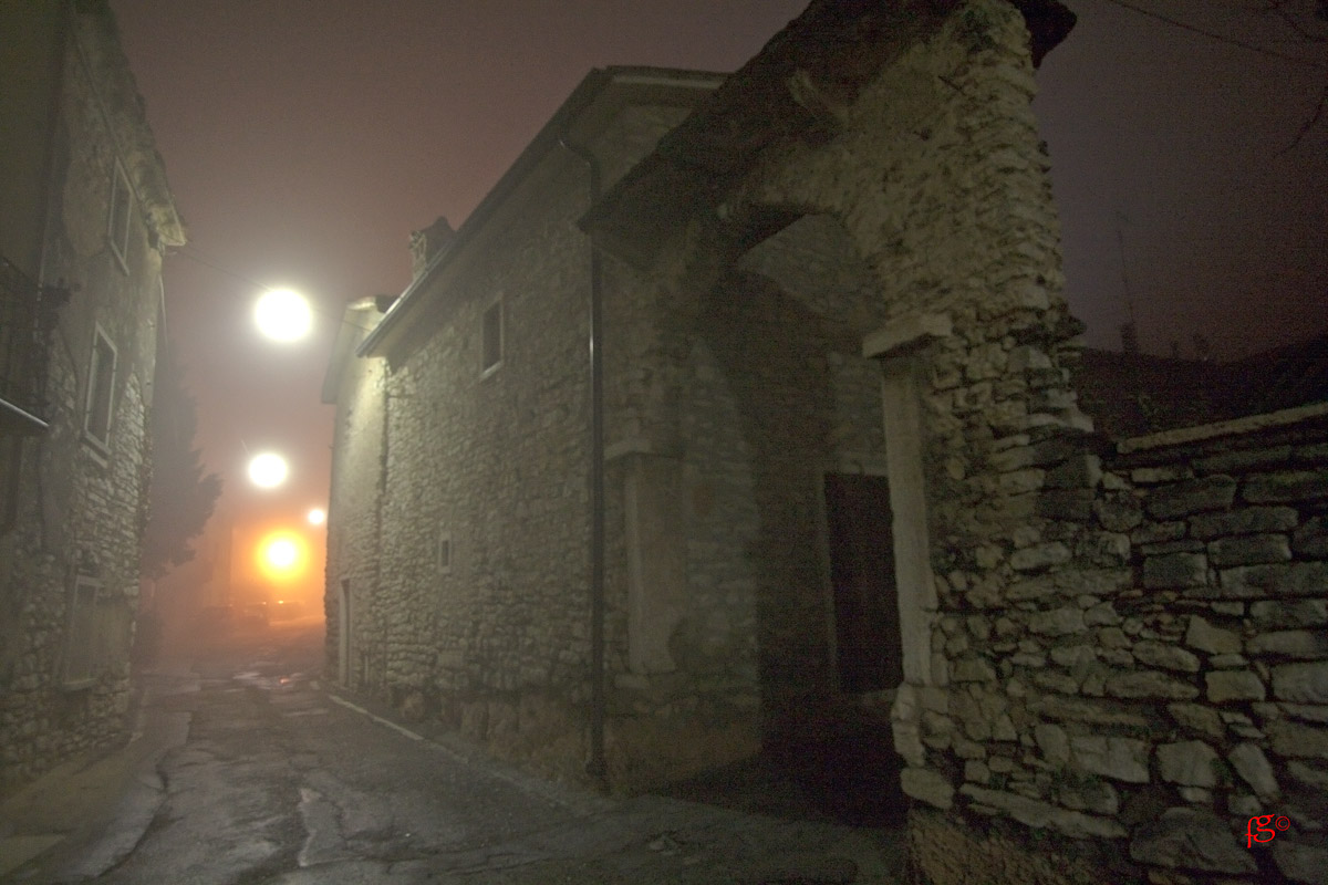 Foggy night in the village