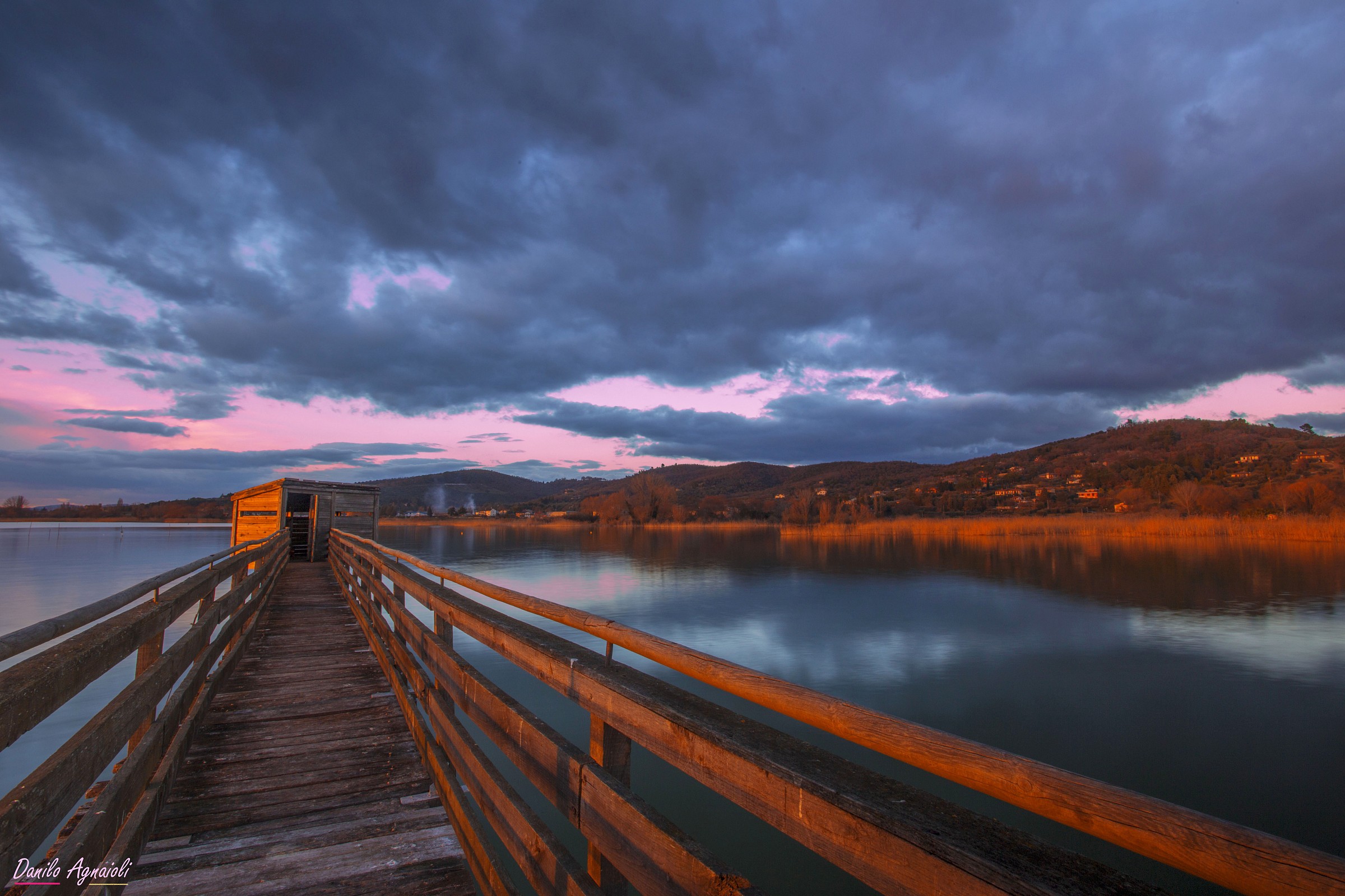 On the opposite side of the sunset.