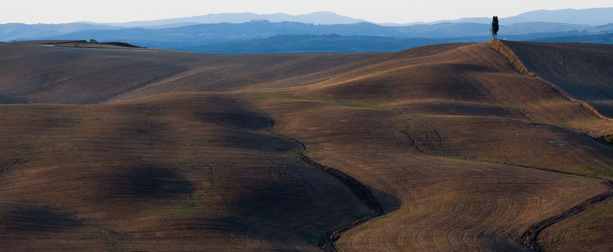 crete senesi, ombre al tramonto