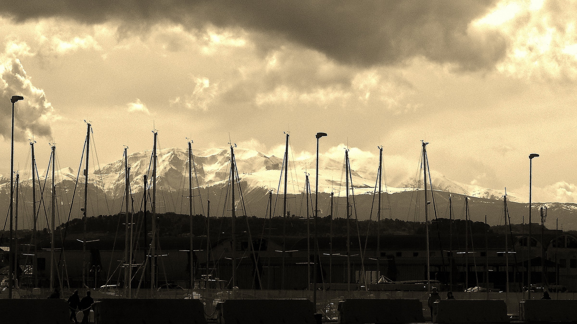 Mountains and boats