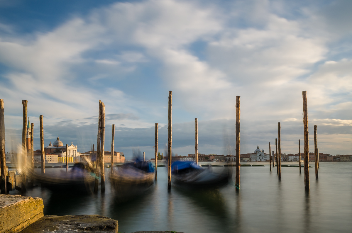 Gondolas at sunset