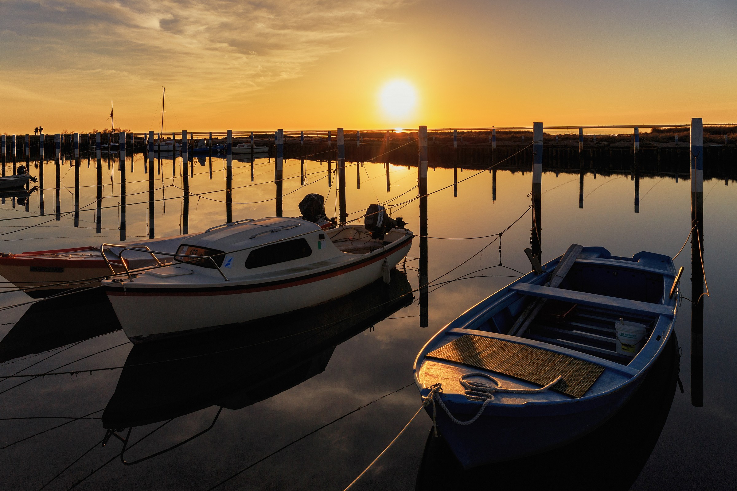 Le ultime luci di una calda giornata di gennaio a Grado