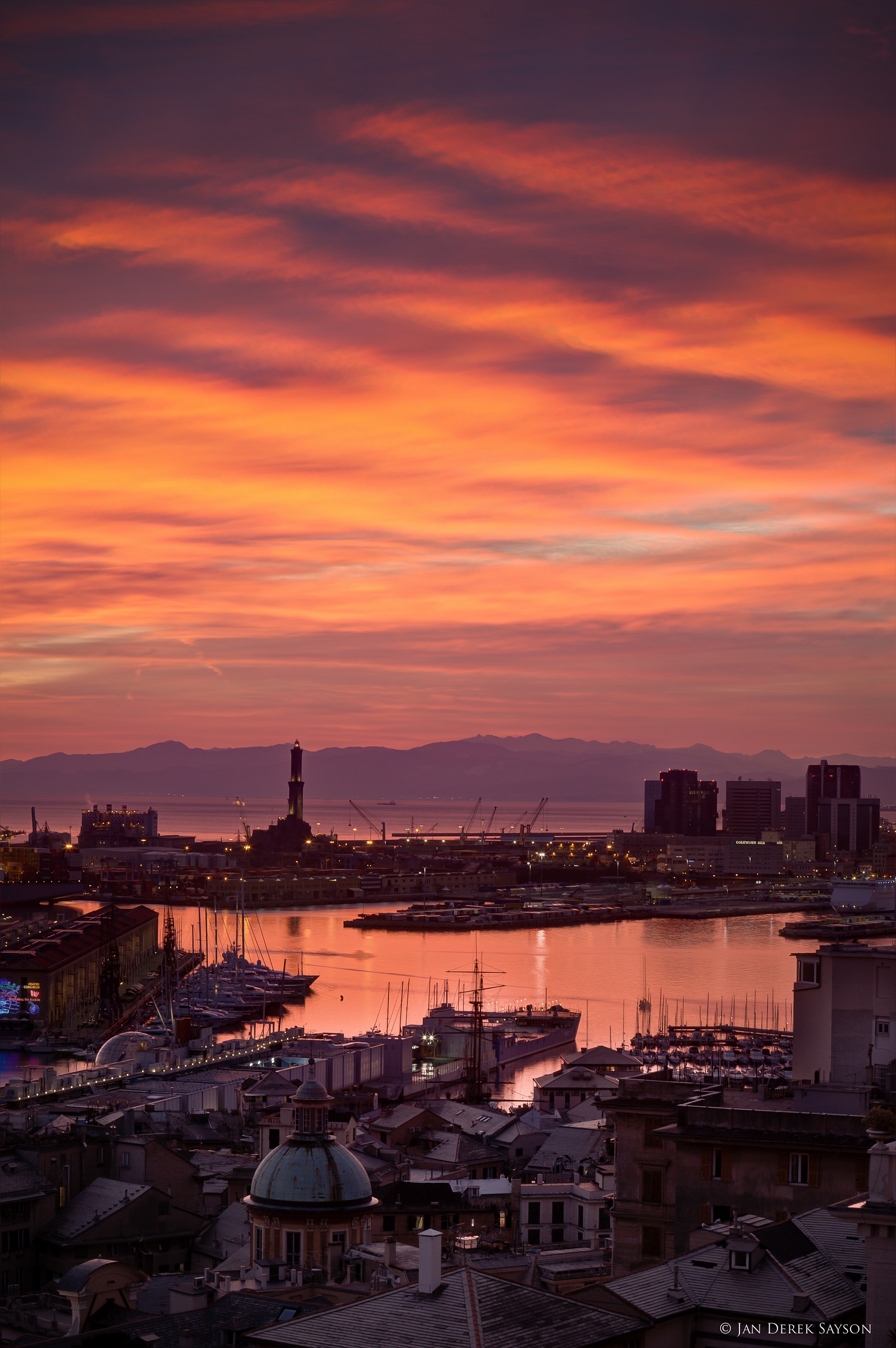 Genoa at sunset
