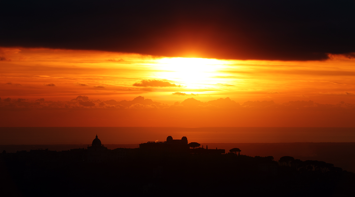 Red sunset over the coast of Lazio