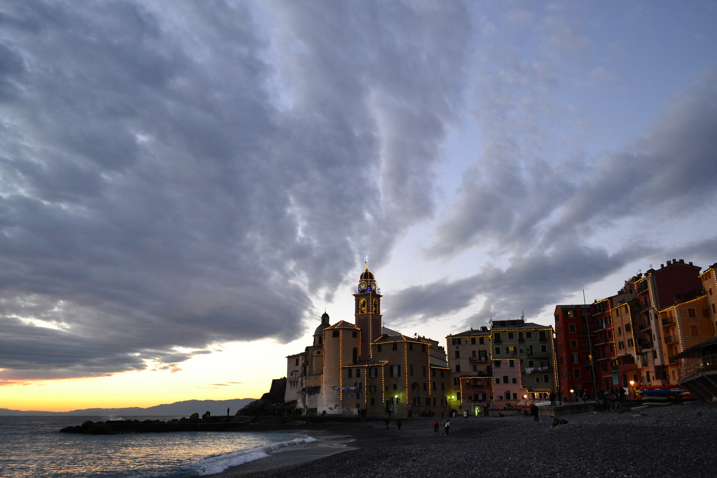 Spiaggia d'inverno a Camogli