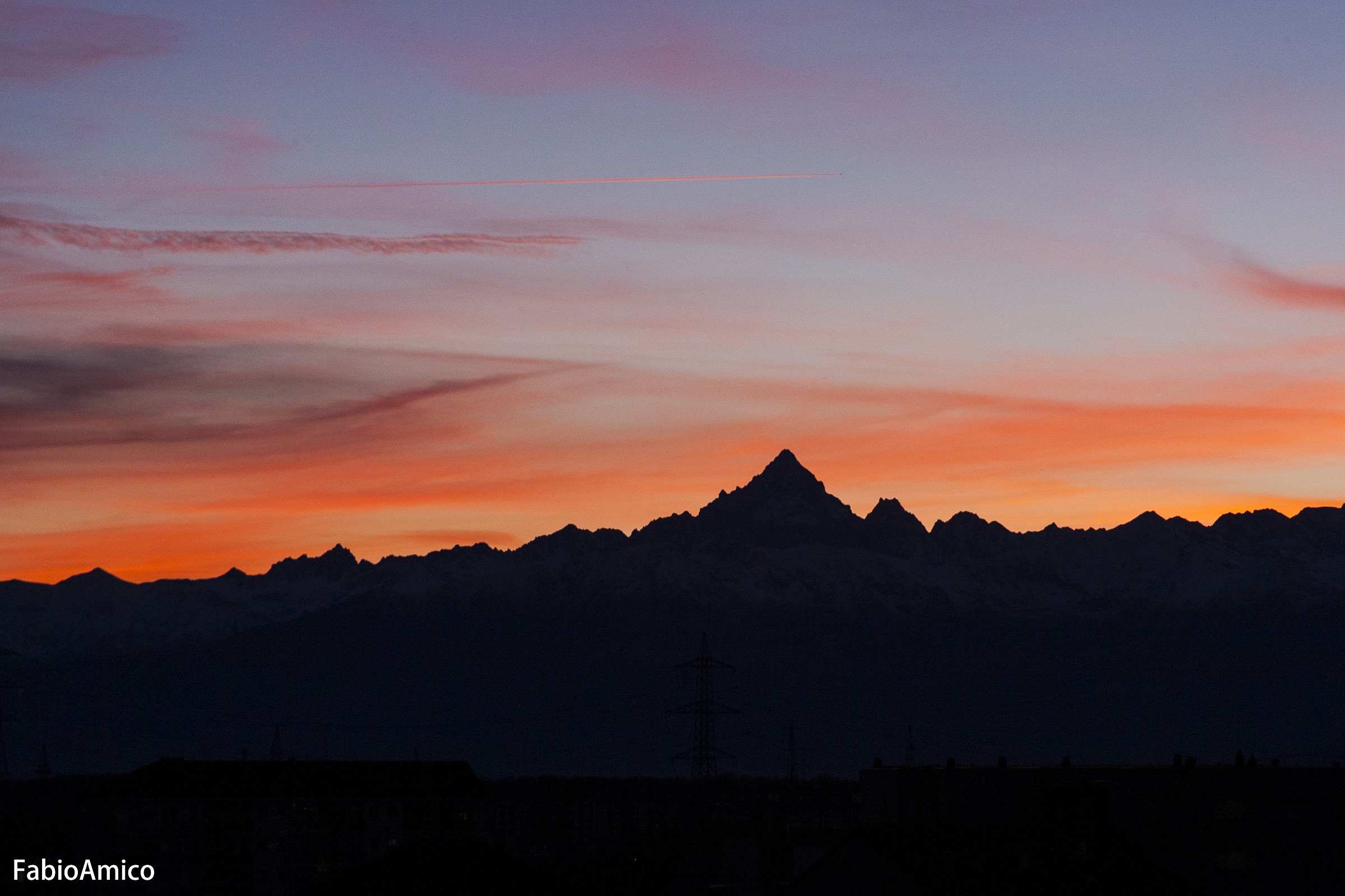 Monviso sunset from Turin