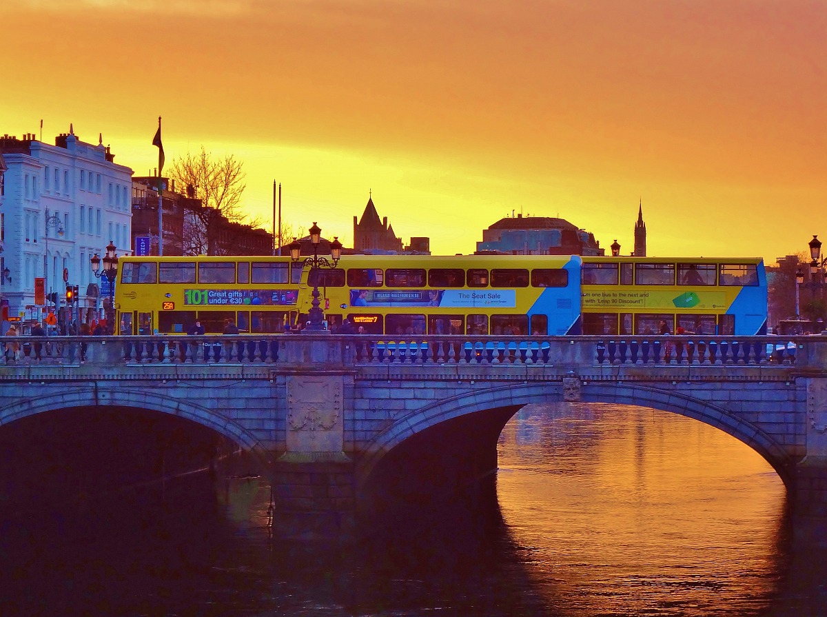 The sun sets in Dublin