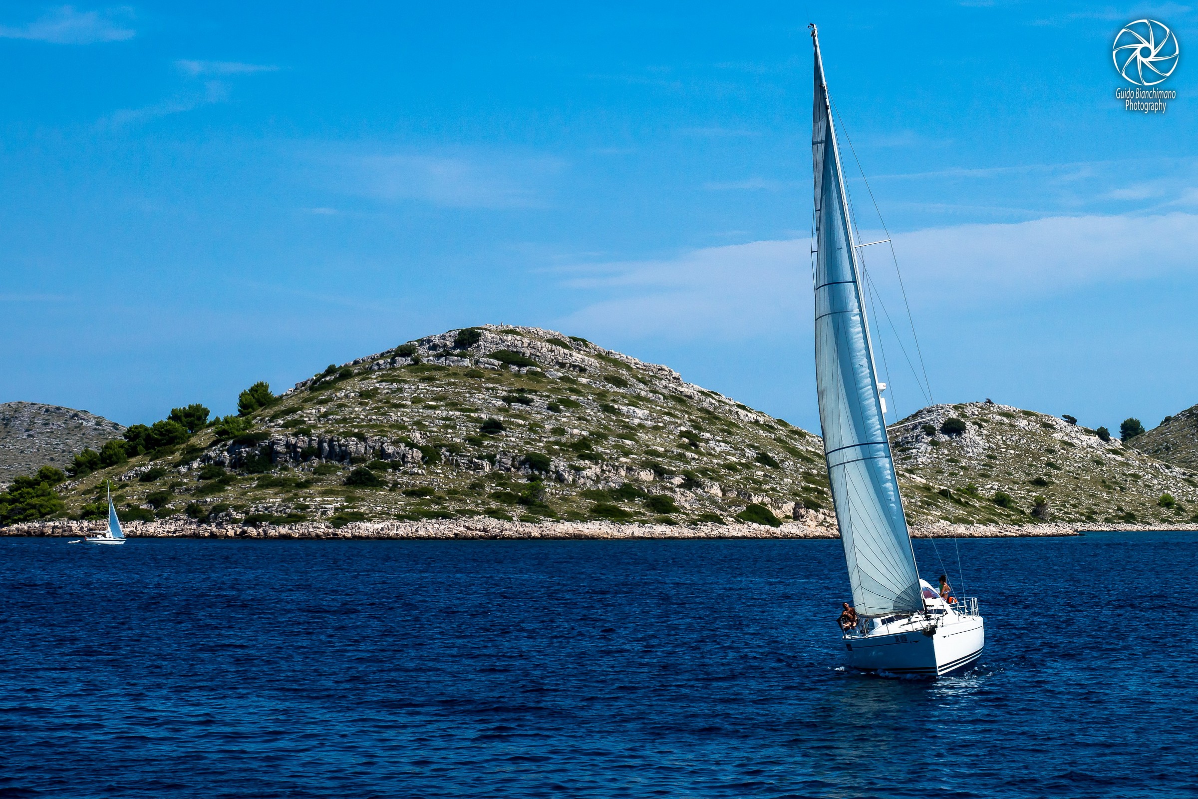 In sailing between the islands Kornati Croatia