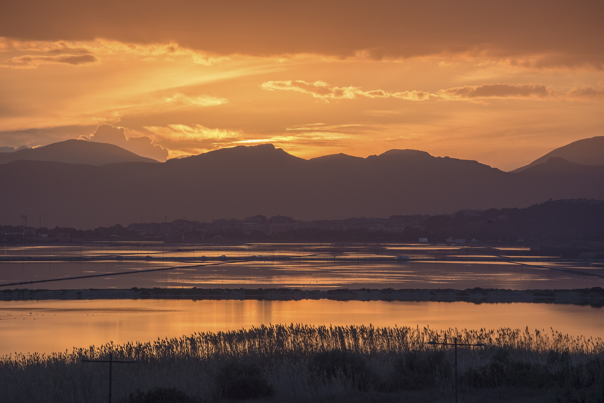Sunset over the salt pans - Orange