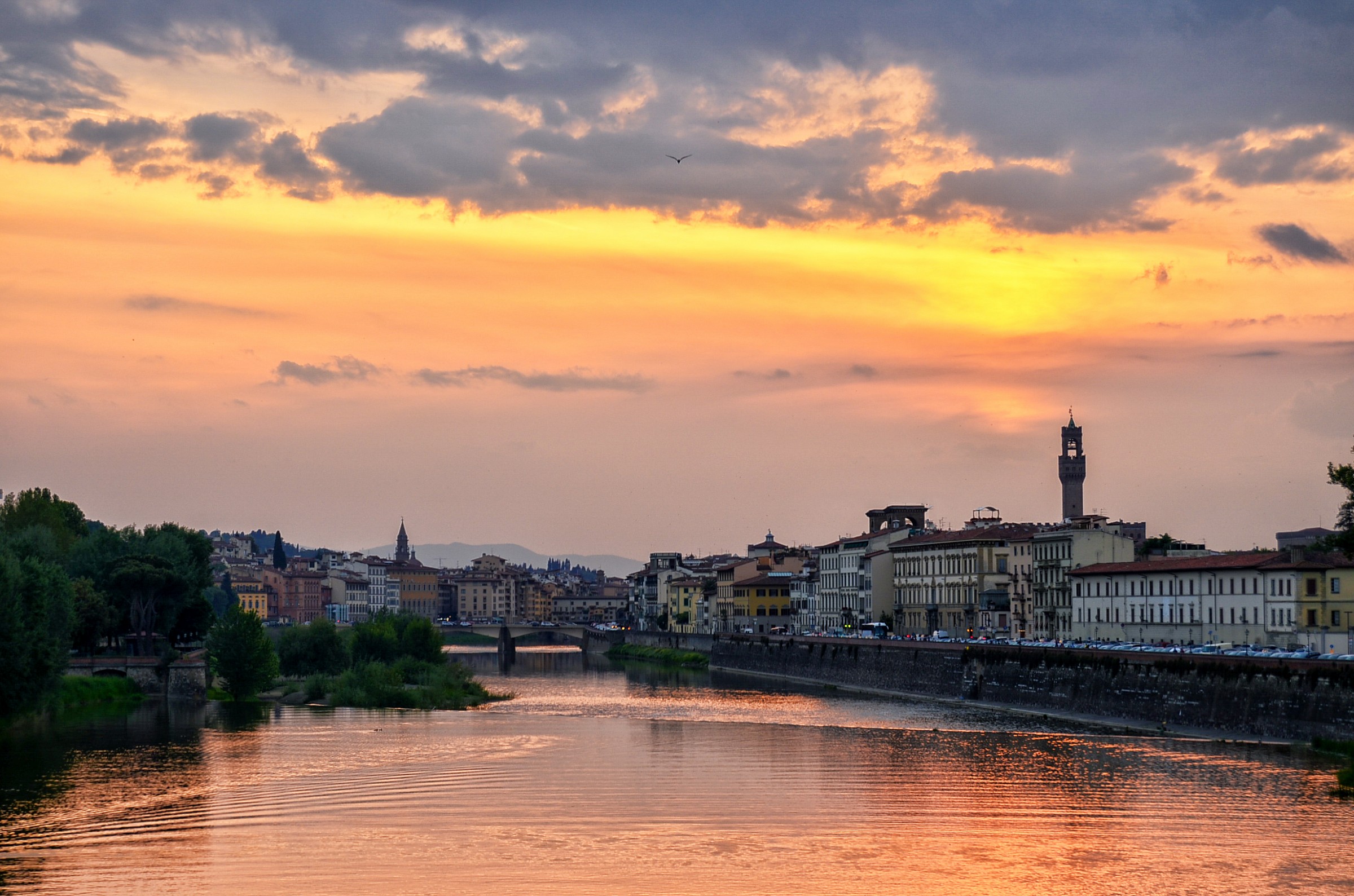 sunset over the Arno