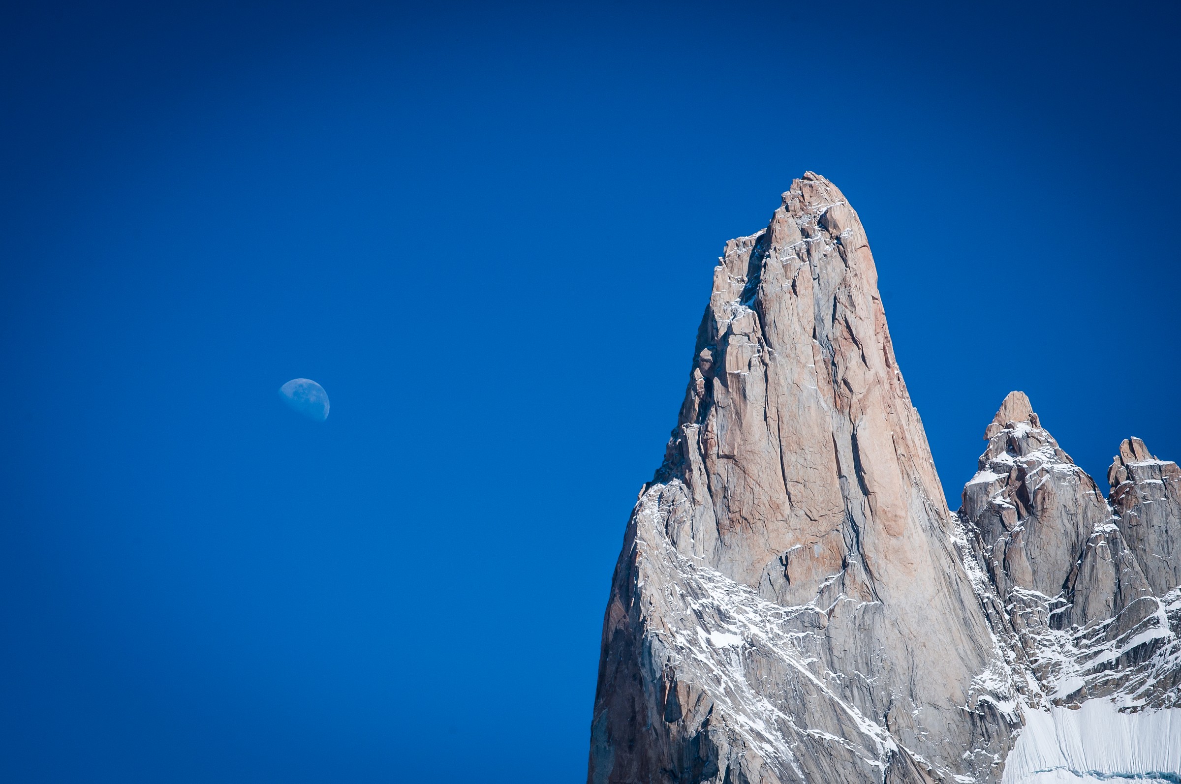 The summit of Fitz Roy in a sunny day