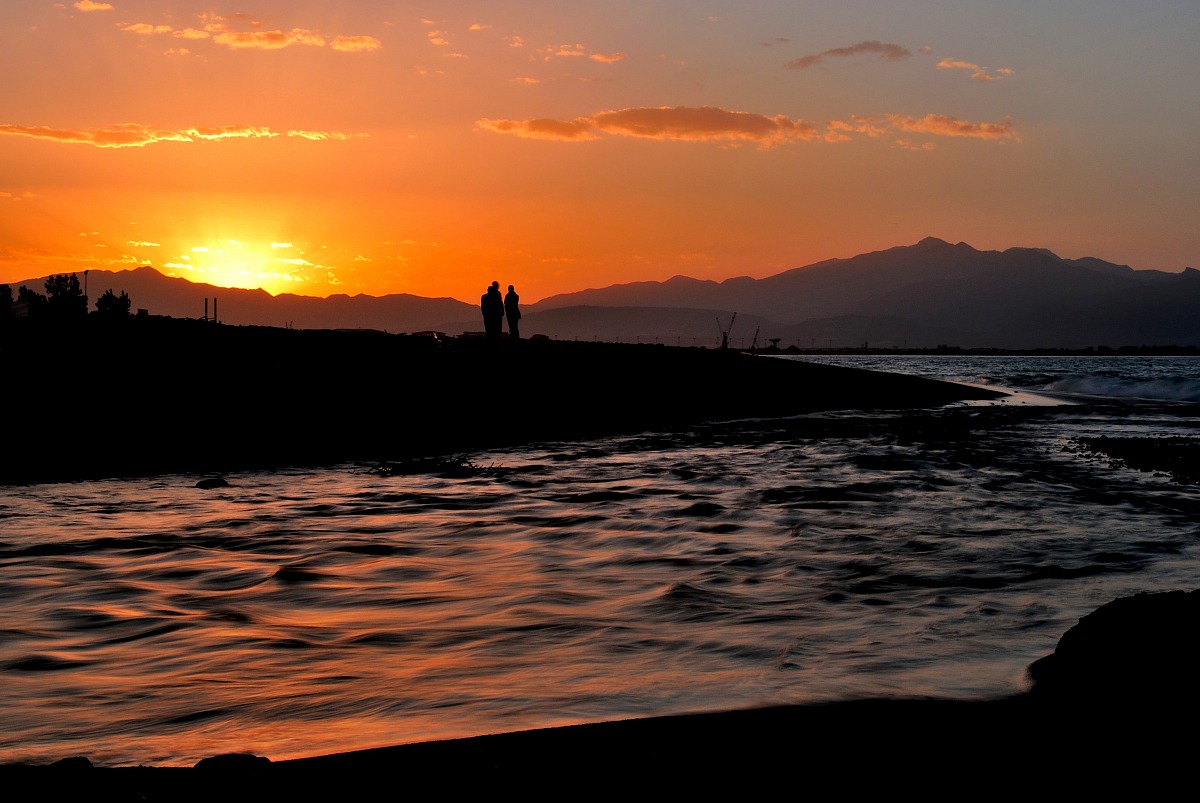 Discussing at sunset ...