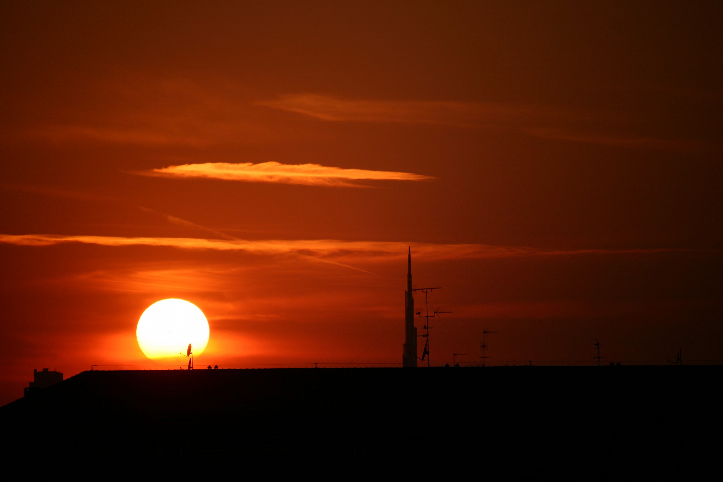 Fiery sunset from balcony