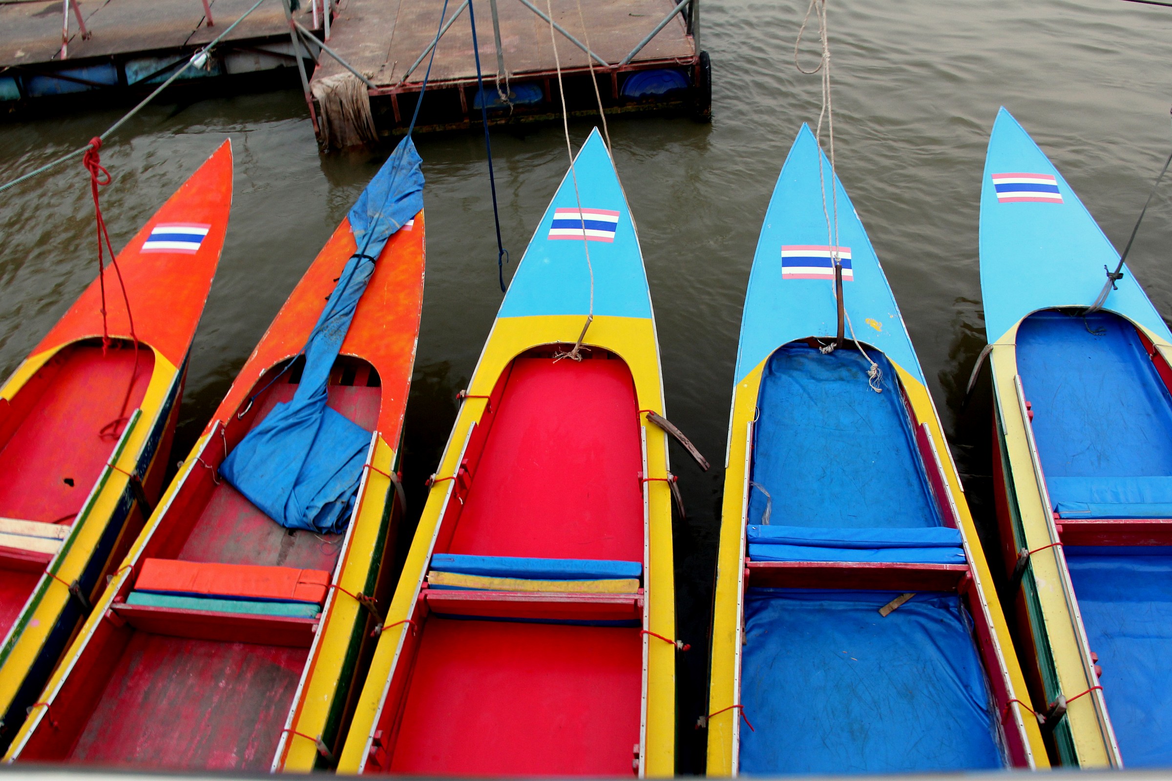 Colorful boats on the Mekong