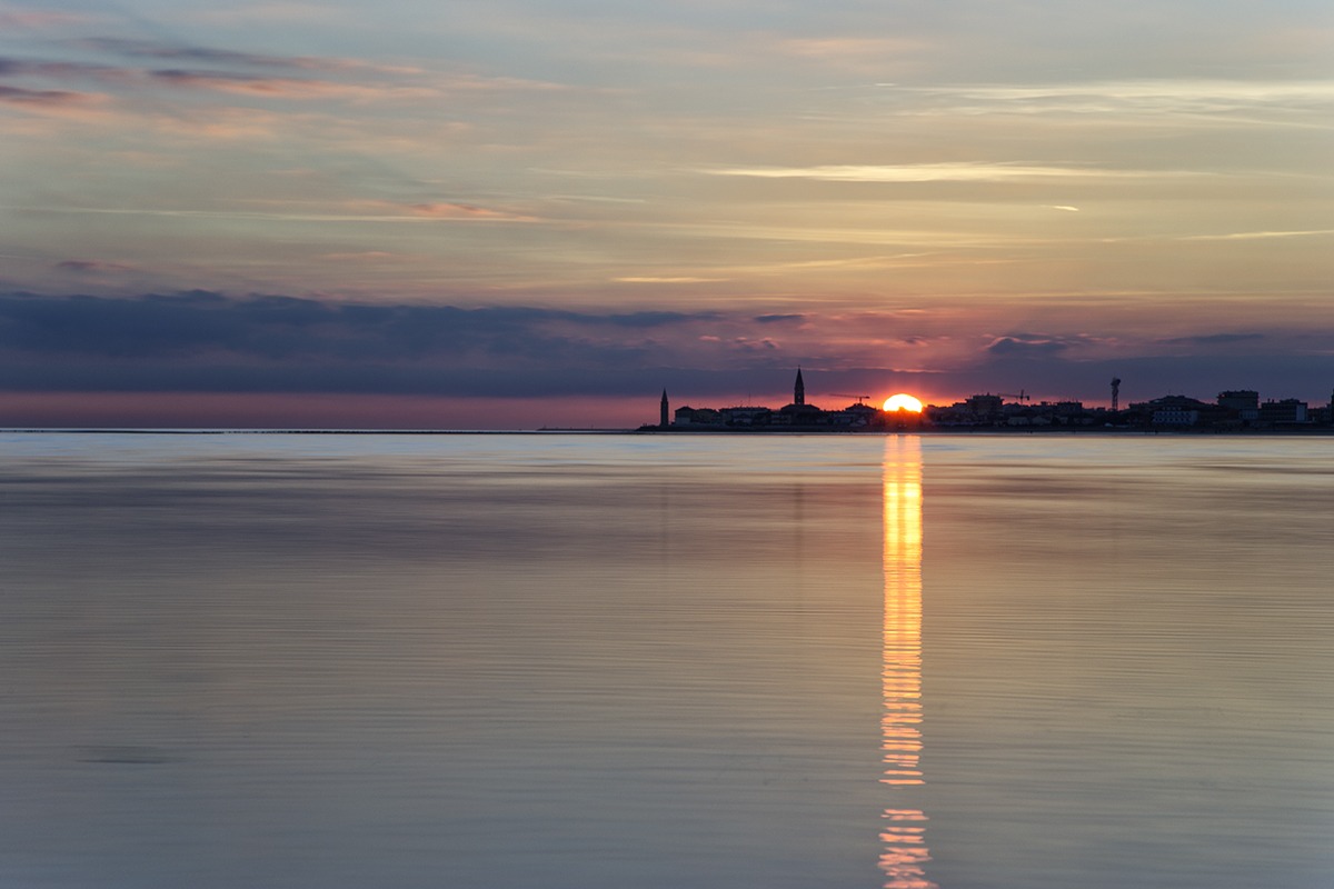 Sunset on the church of Caorle