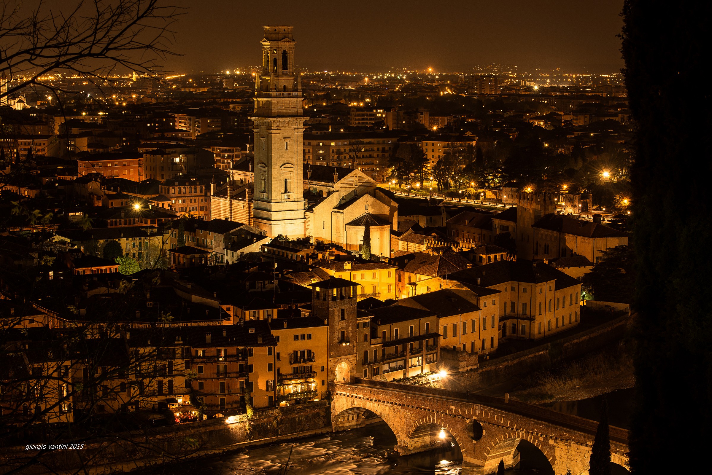 Verona - stone bridge from Castel San Pietro