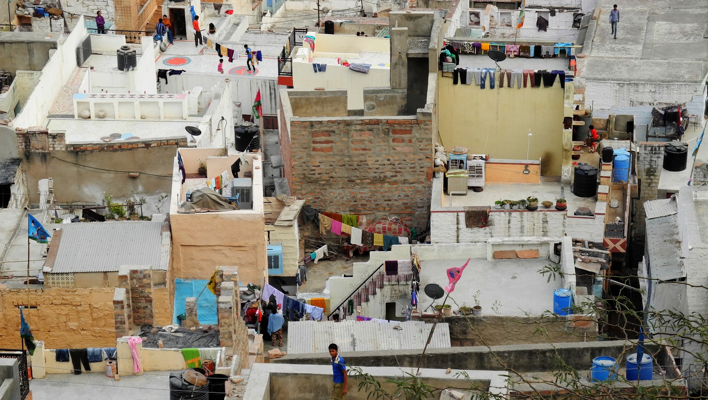 Jodphur look on the terraces of the city blue