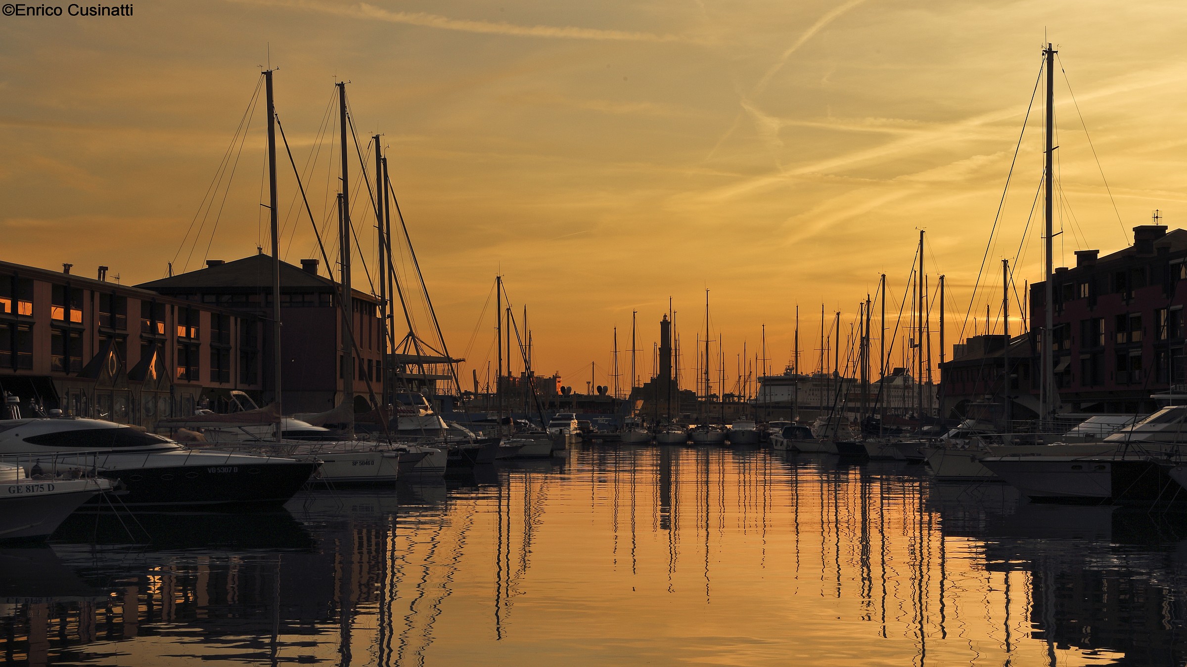 Sunset on the old genoa port