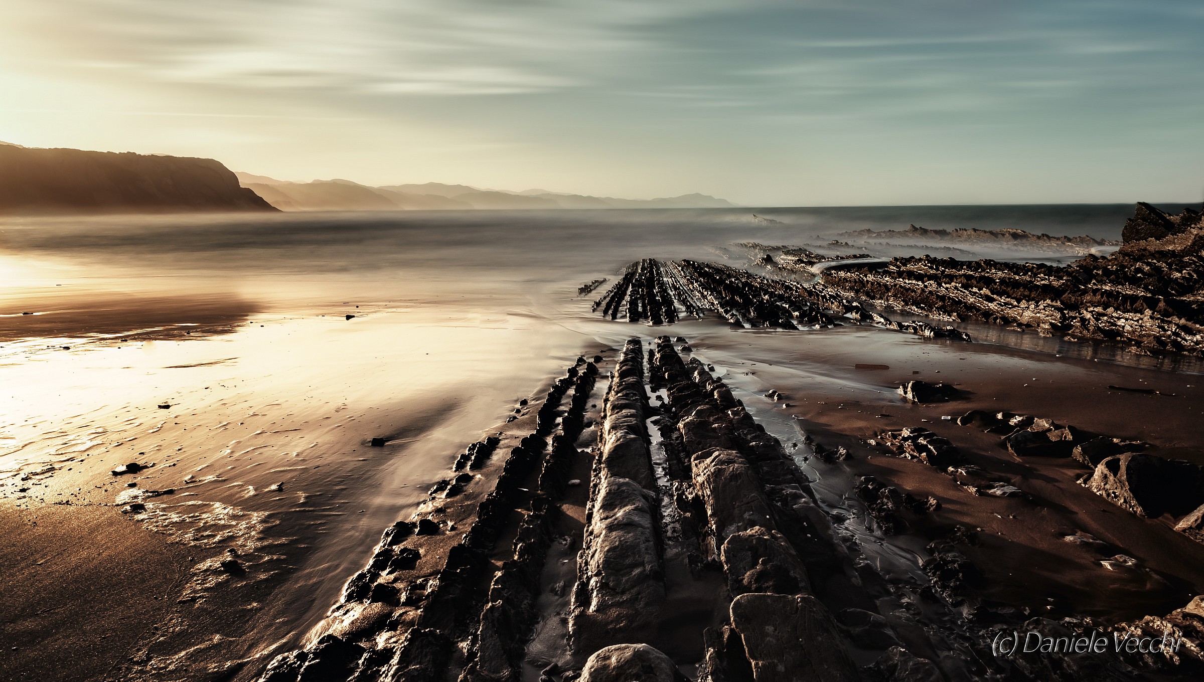Playa Zumaia at sunset