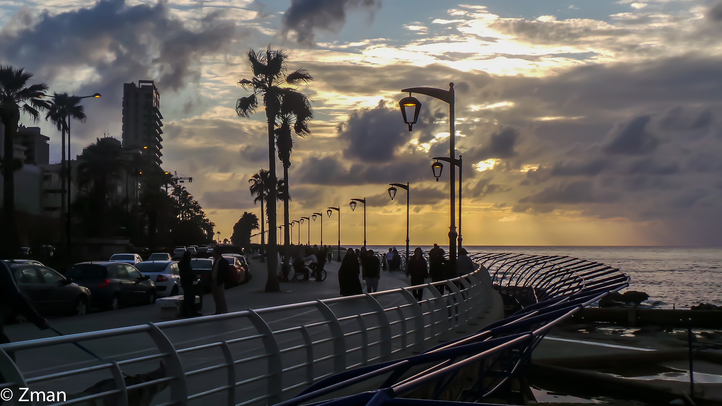 Sunset at Beirut Corniche Promenade