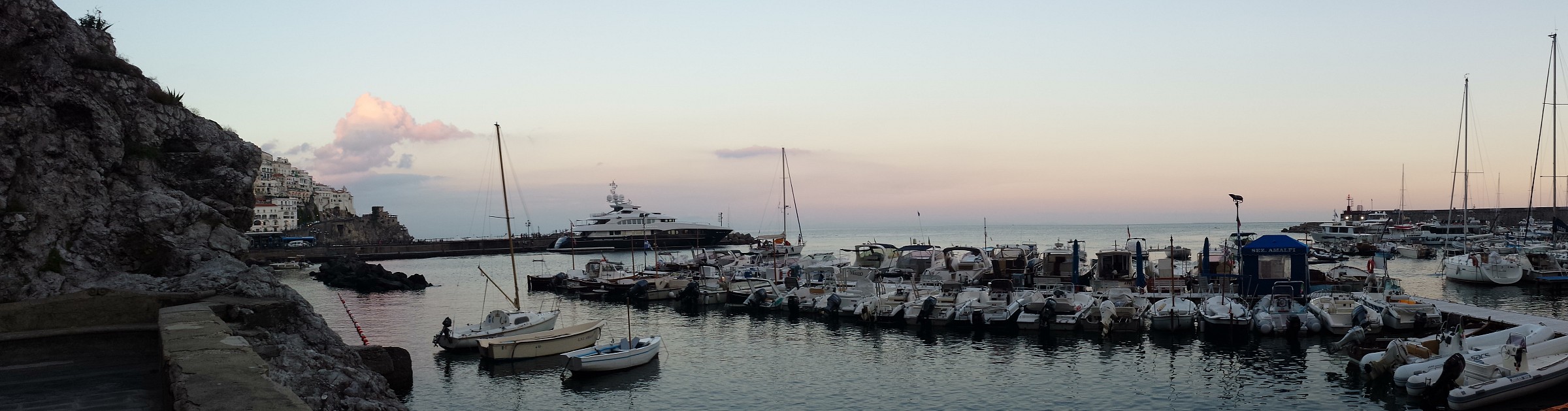 Sunset over the port of Amalfi
