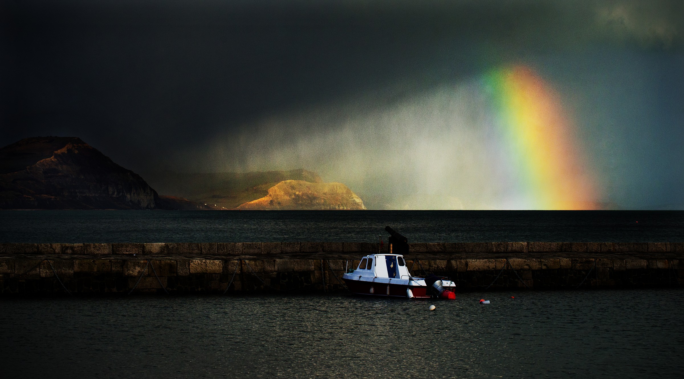 Rainbow and Storm at Lyme Regis