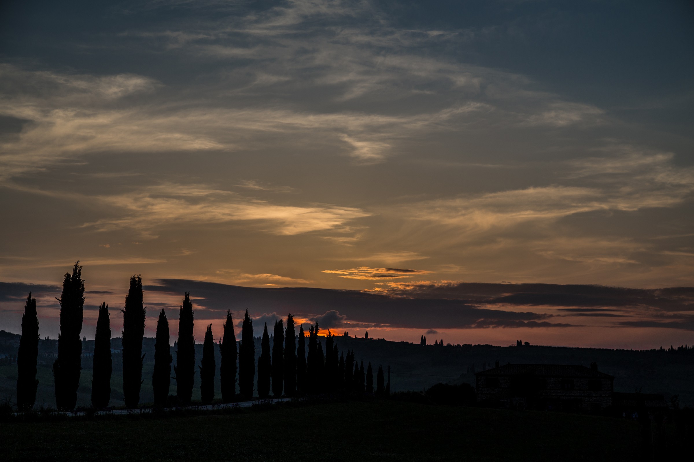 The sunset of the Val D'Orcia.