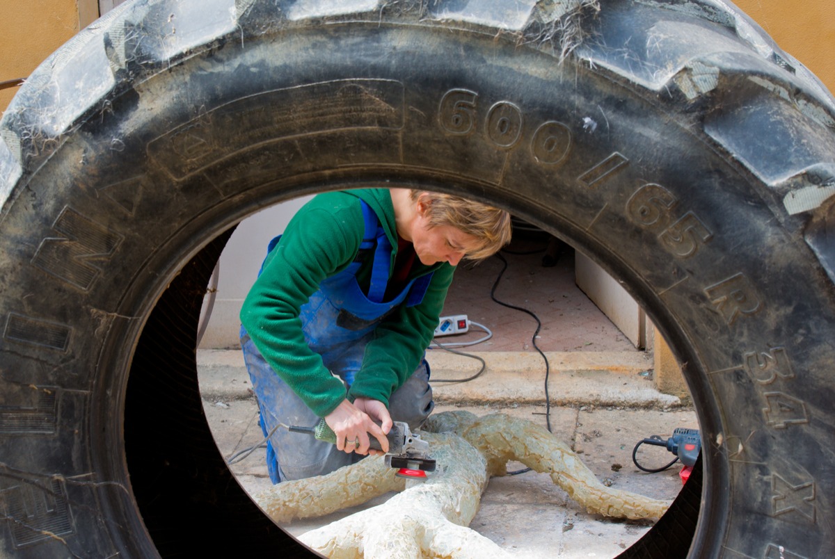 Artist at work in Val d'Orcia