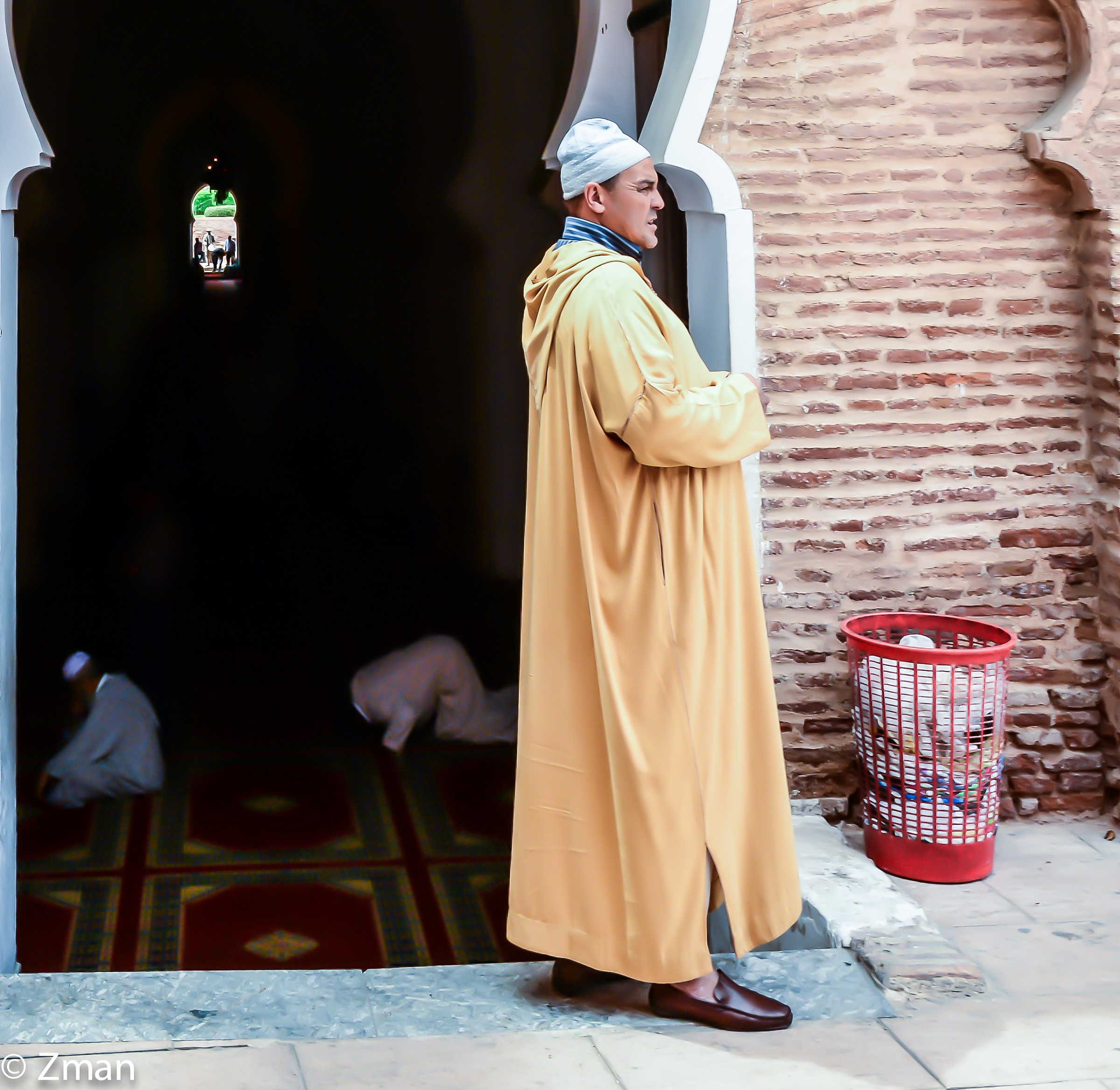Waiting to Enter The Mosque for Prayers