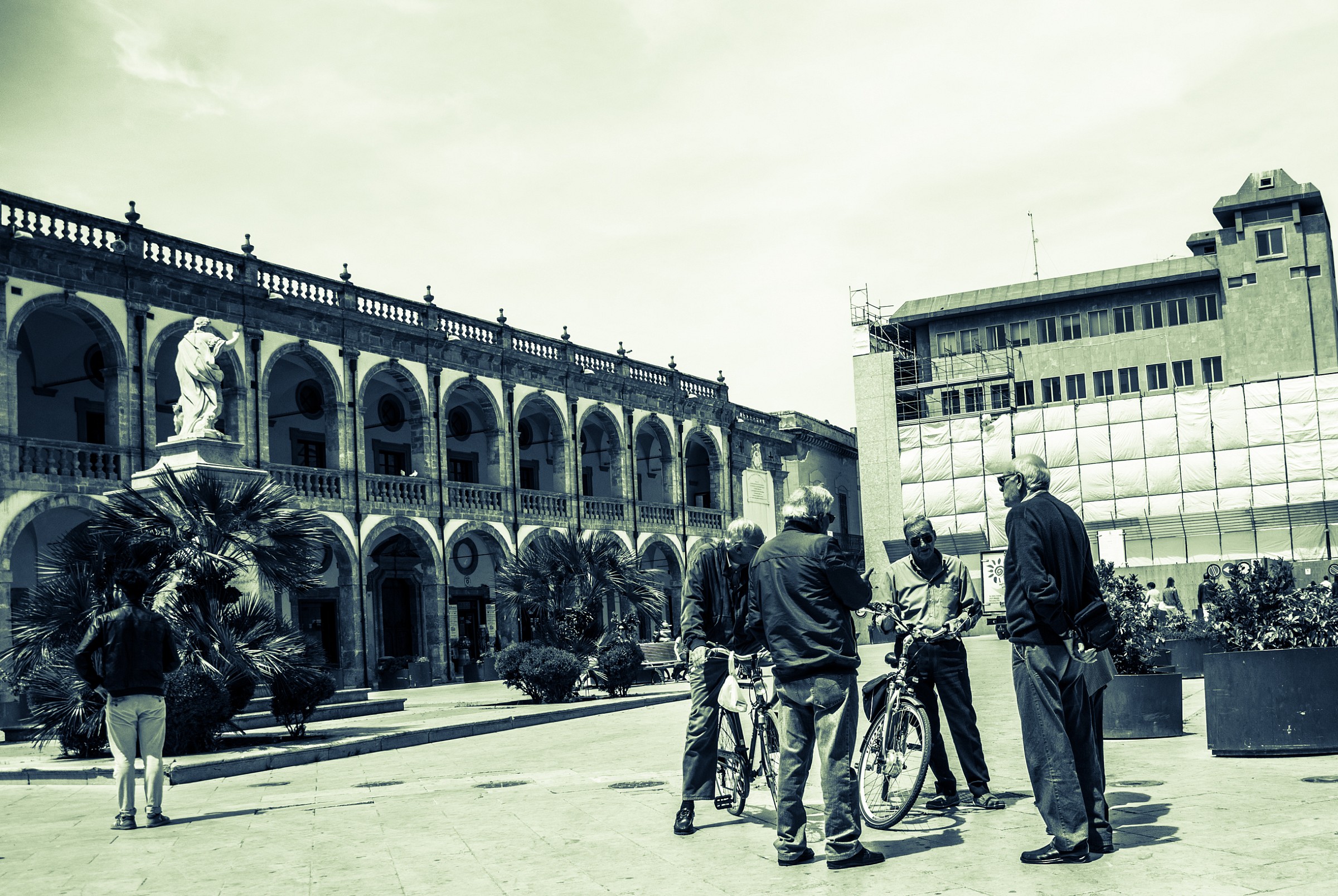 Four friends in the square