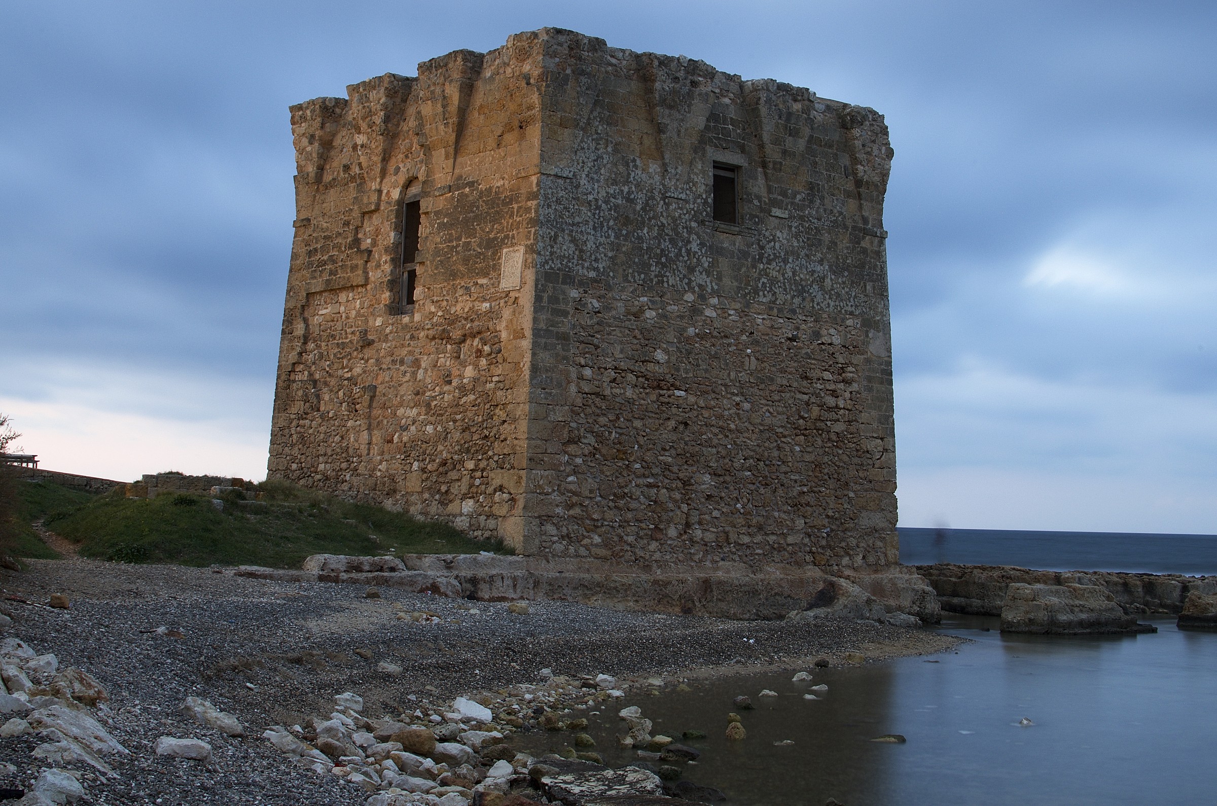 Tower on the beach of pebbles