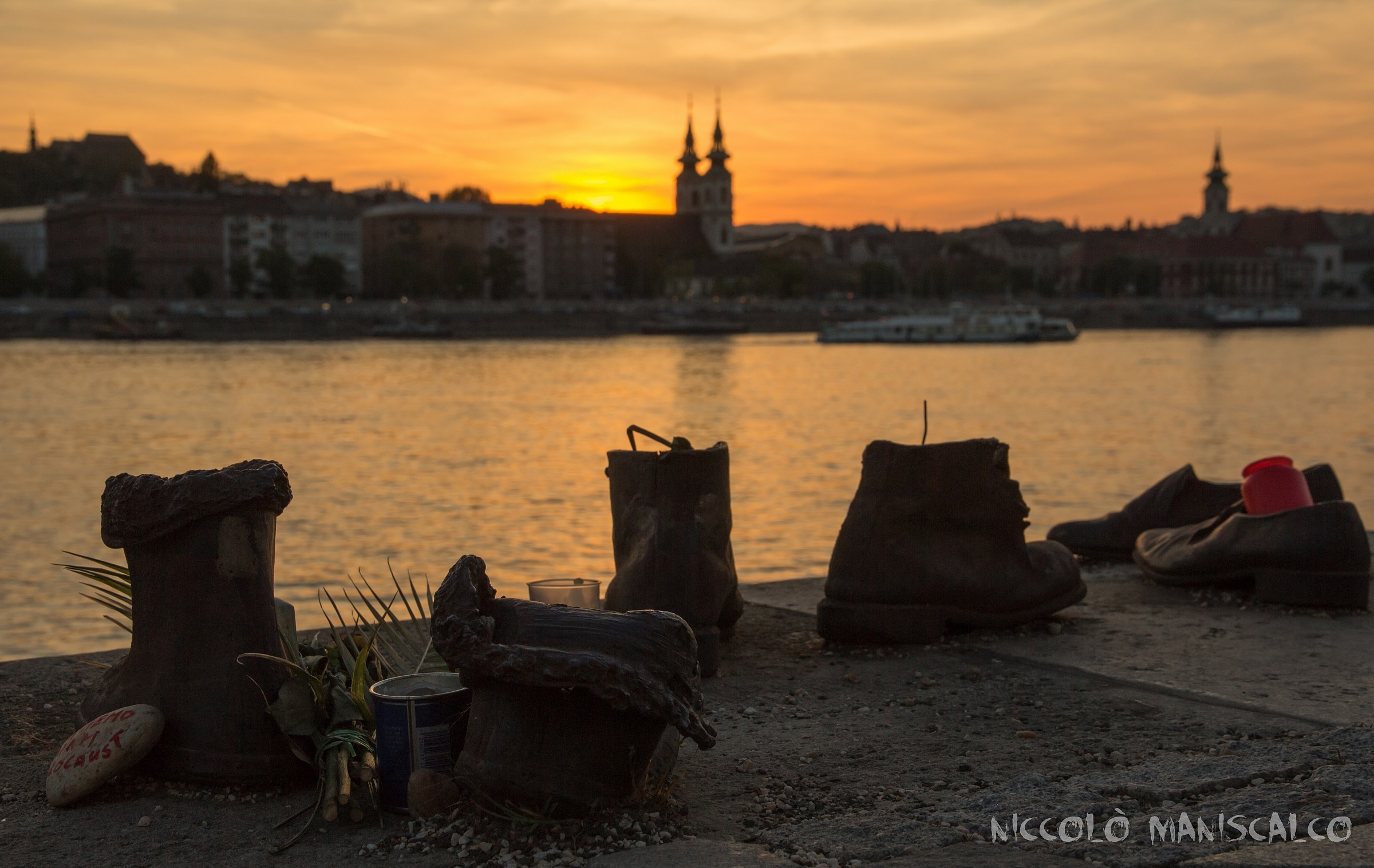 Shoes on the Danube at Sunset