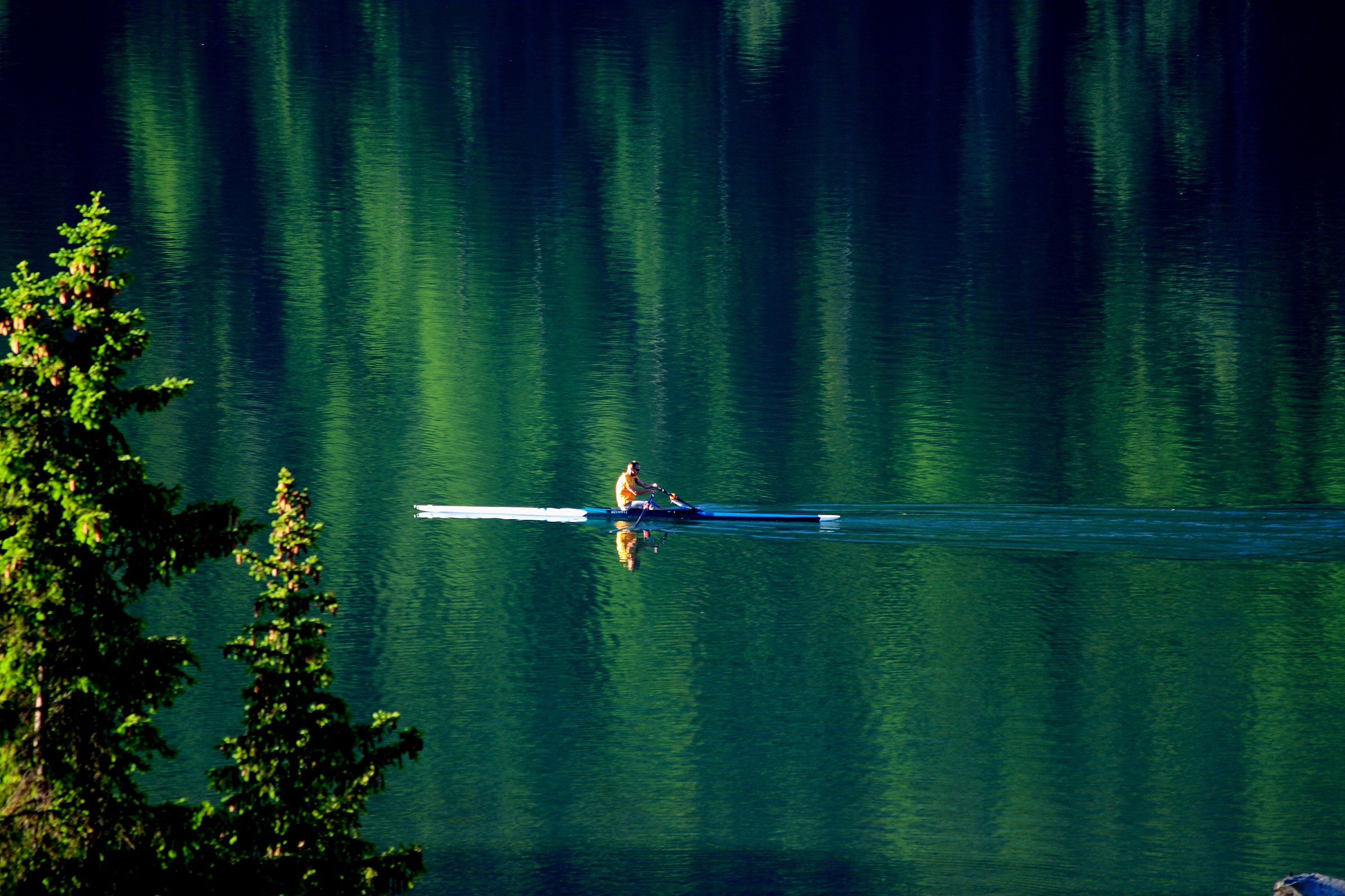 rowing in green