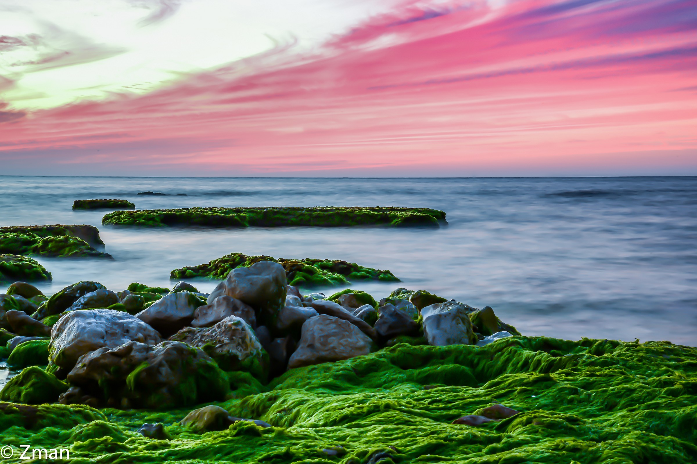 Al Manara Rocky Beach at Sunset