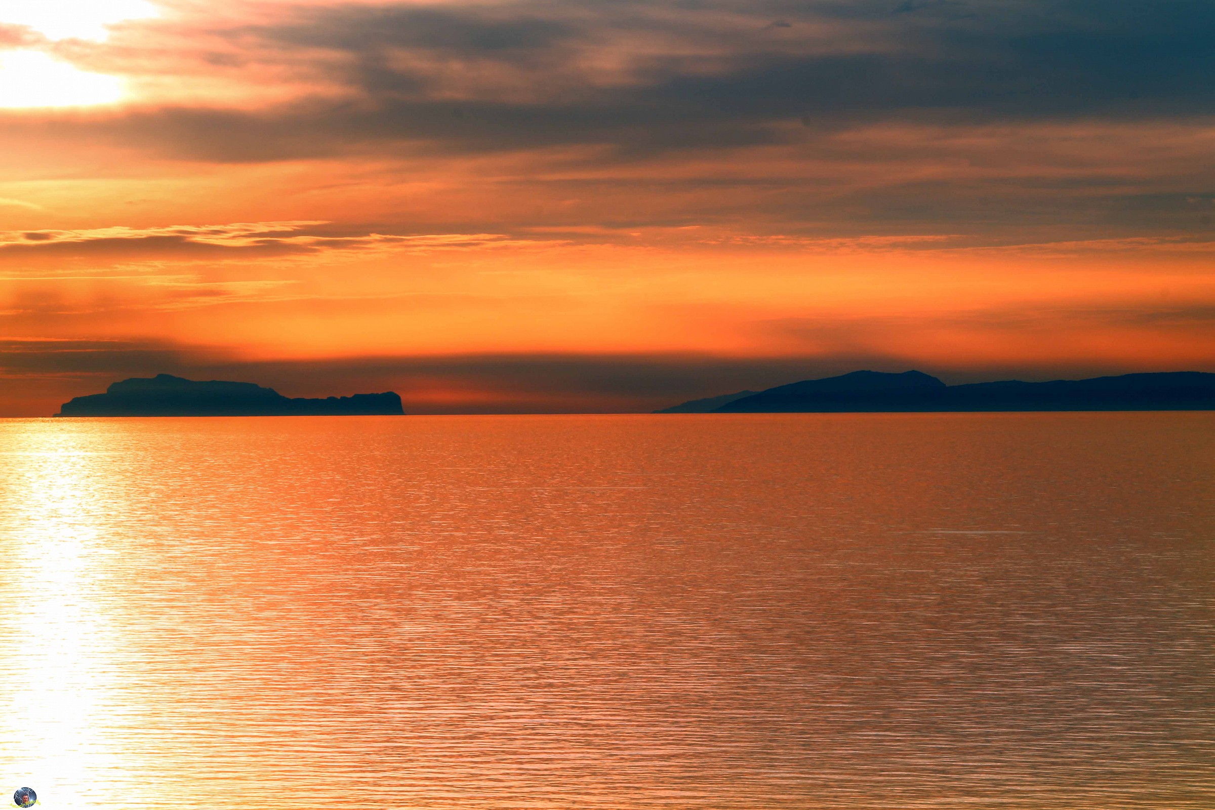 Sunset on Capri seen from Agropoli.