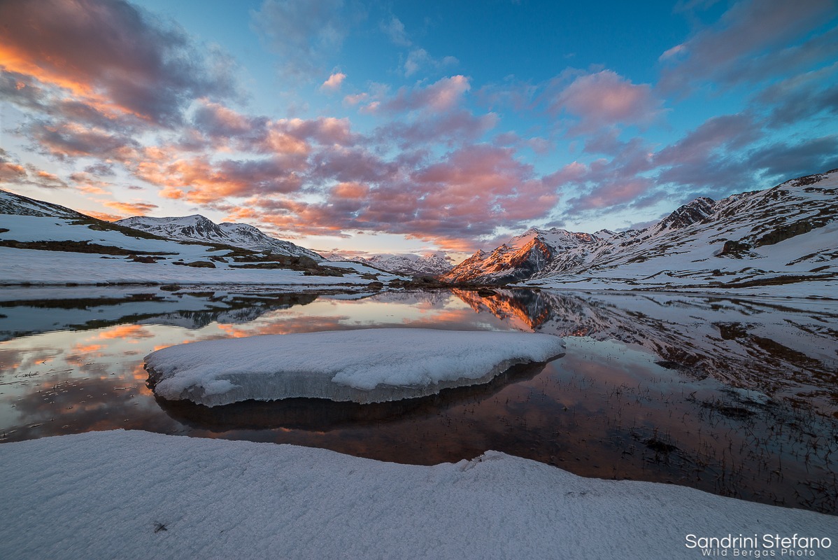 Tramonto sul pizzo Tresero e lago Bianco