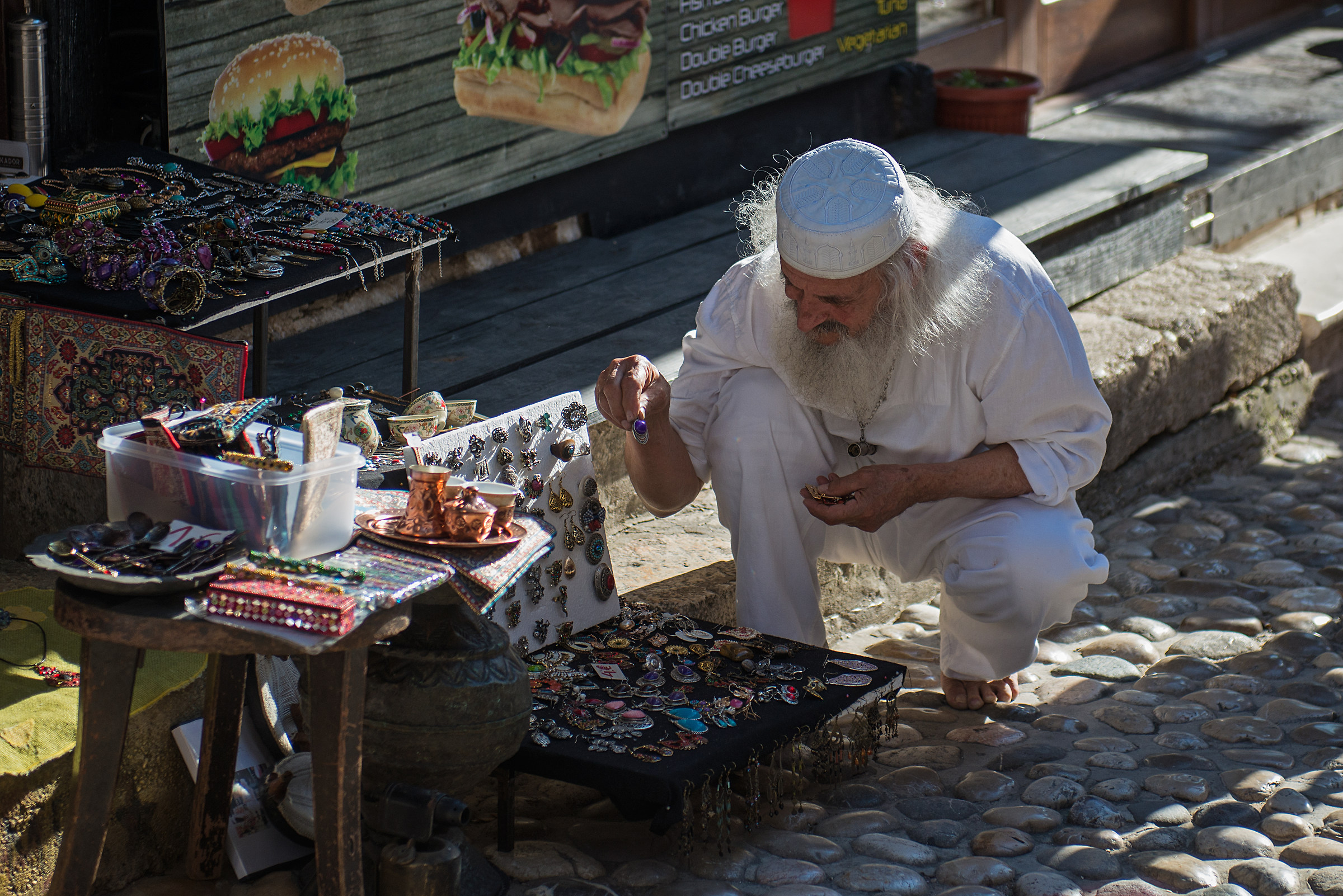 Mostar - Artist jewelry maker in the bazaar