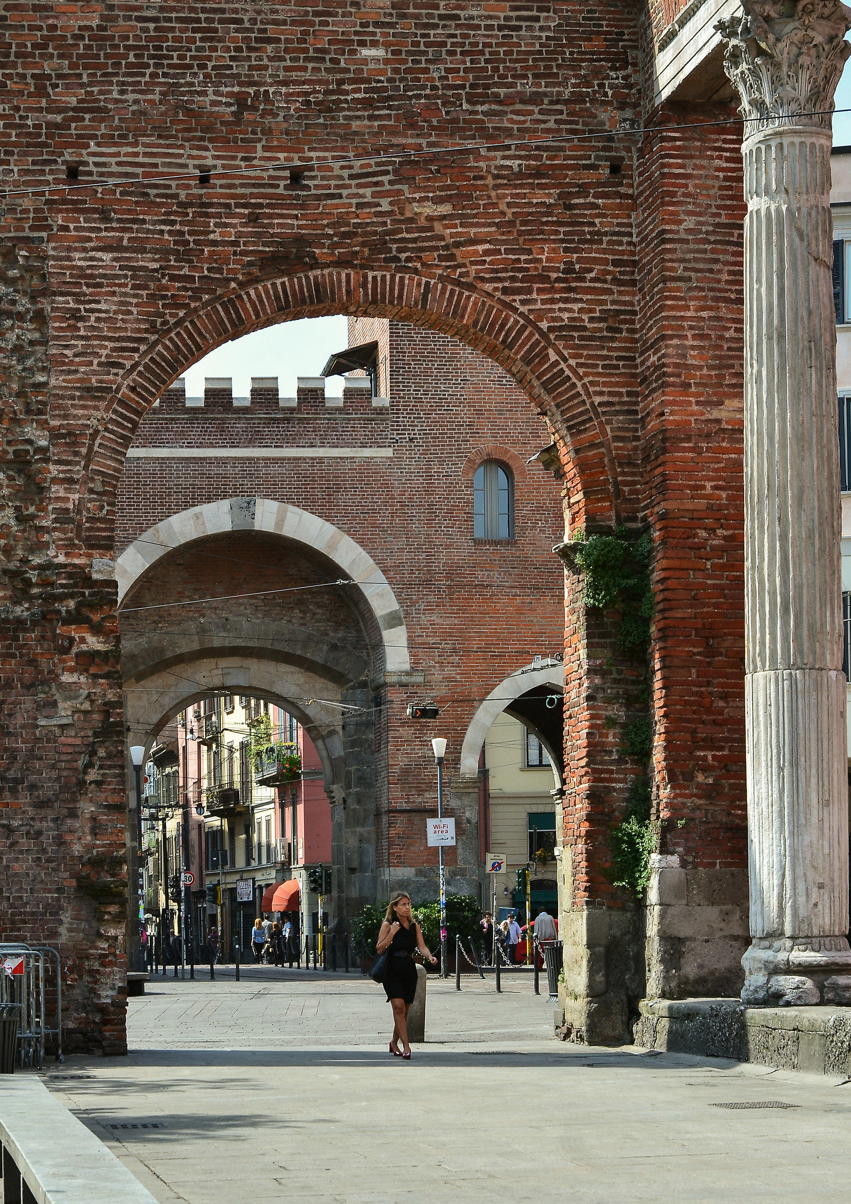 Porta Ticinese Medievale. Doors arches and columns