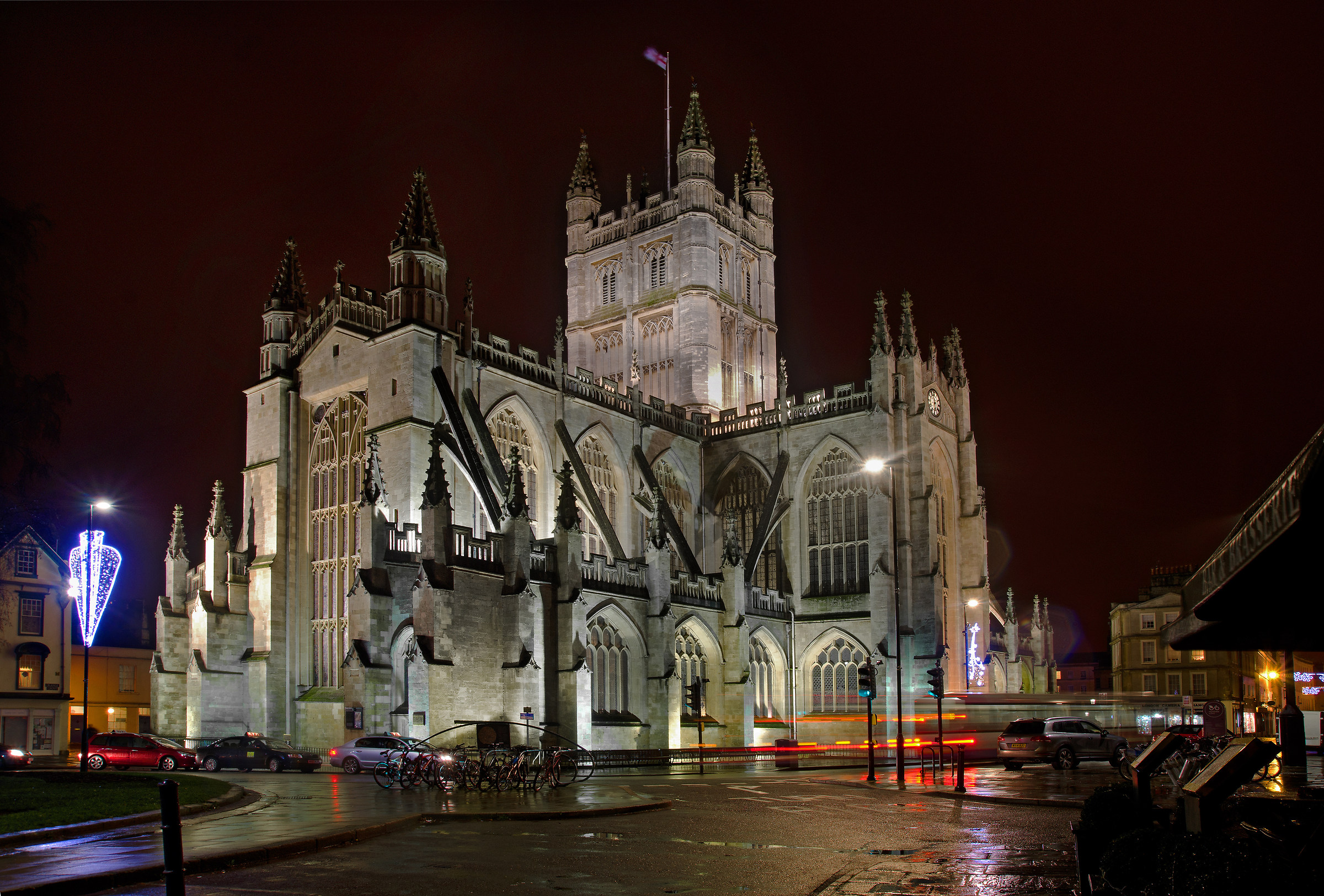 Bath Abbey - Rain, at Night