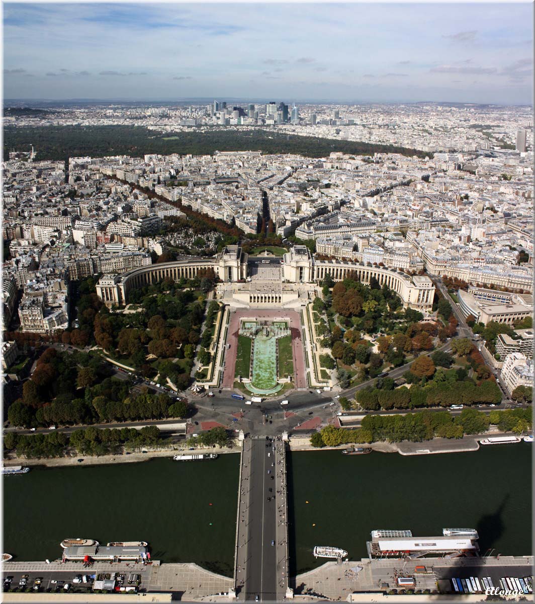 The Trocadero and La Defense from the top of the Tower Eiffe