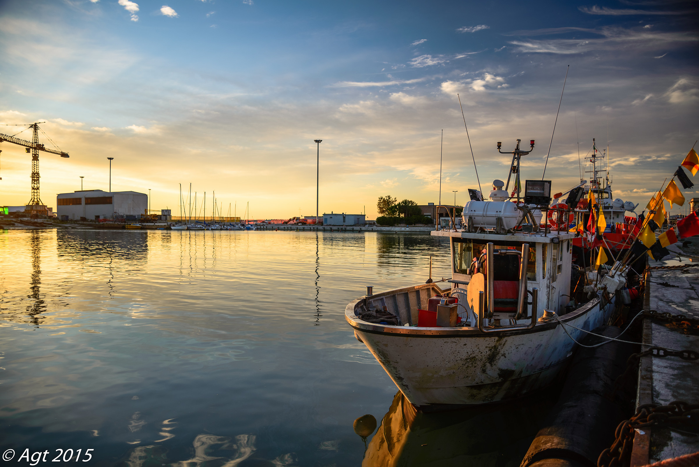 sunset at the port of Pesaro