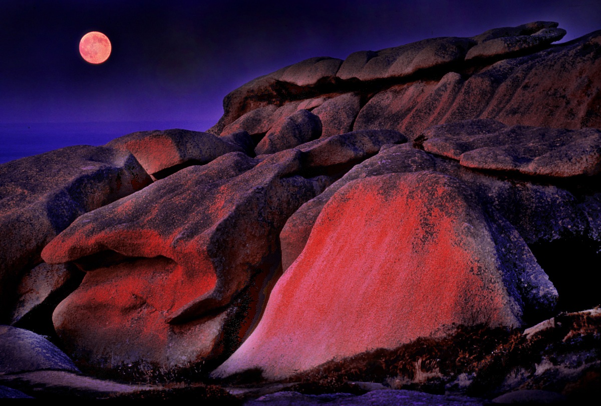 Full moon and rocks