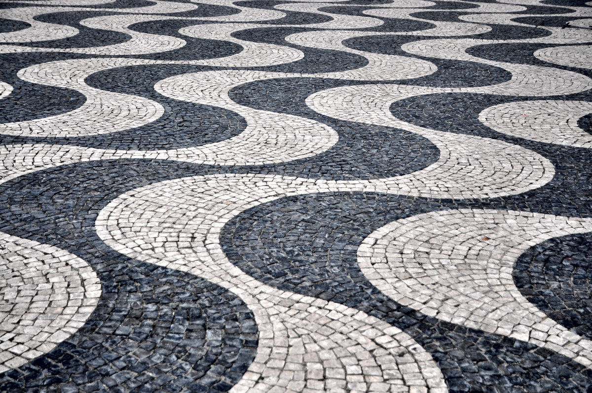 Waves on the mosaic floor of Rossio Square.