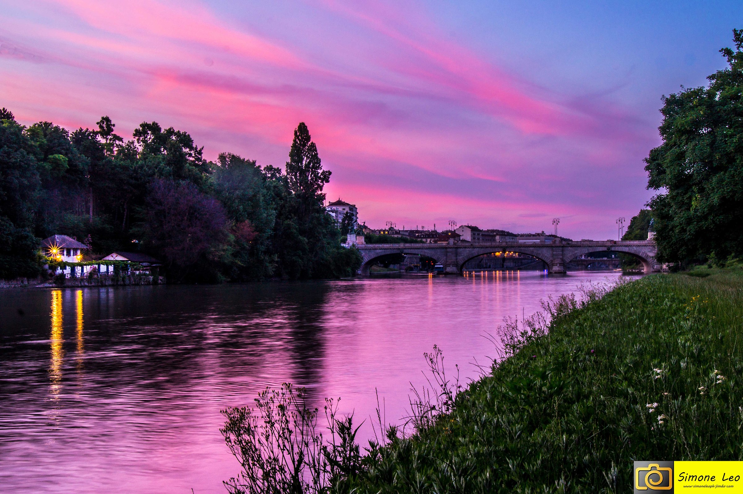 the colors of the sunset over the Po
