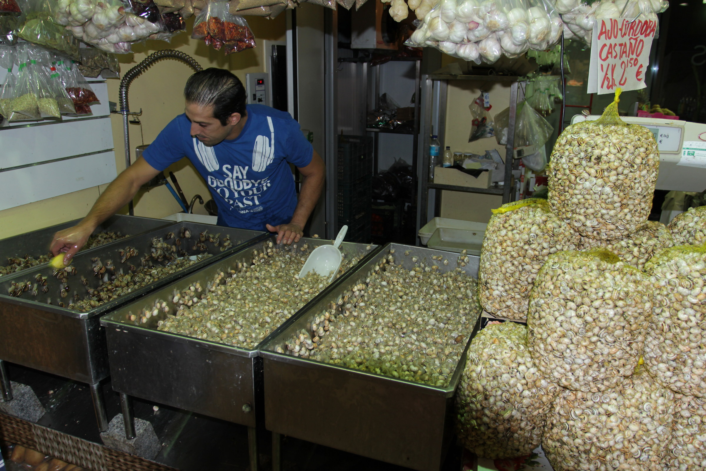 banco di lumache al mercato di Triana