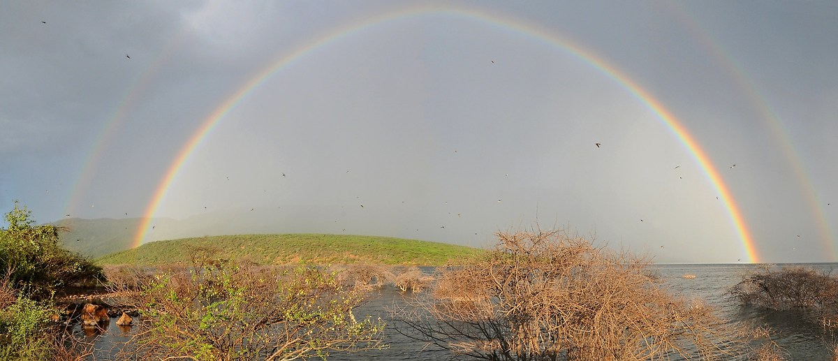 Lake Bogoria, double raimbow